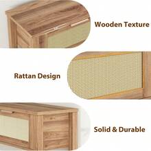 CuteHairy Konsolentisch, Schmaler Sofatisch mit Zwei Schubladen & offene Ablage, Boho-Stil Flurtisch für Eingang, Flur, Wohnzimmer 109 x 30.5 x 79 cm - Braun - Übersicht 7