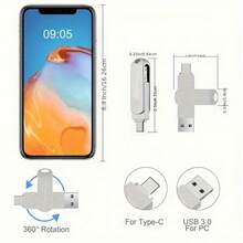 2TB USB External Hard Drive TYPE-C 2TB USB 2.0 Thumb Drive For PC, Laptop, Desktop Storage