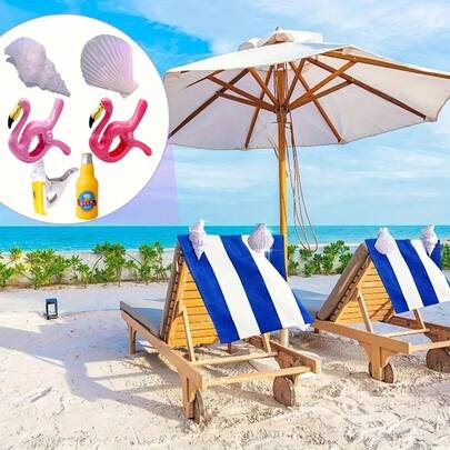 1pc Beach Towel Clip, Creative ABS Material, Shell & Seashell Shaped, Windproof Plastic Clip, Lightweight & Portable, Suitable For Beach Chairs, Decks, Pool Loungers, And Cruise Chairs, Also Can Be Used As Home Kitchen And Laundry Clothespin