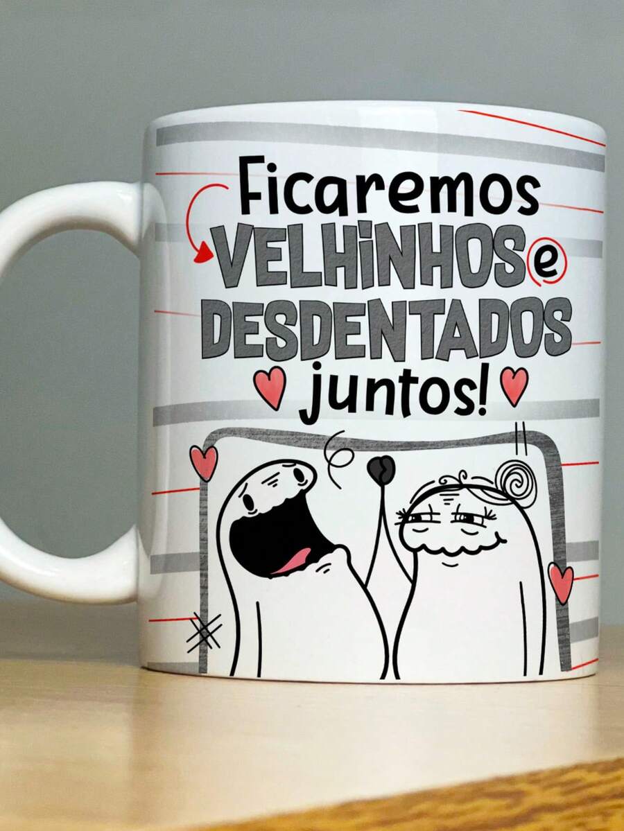 Funny Porcelain Mug Couple We'll Become Old And Toothless Together - trắng - Xem 1