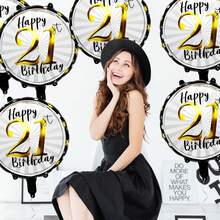 5pcs Black & Gold Foil Balloons - 18 Inches Round Digit, Suitable For 21st, 30th, 40th, 50th, 60th Birthday Celebration - Perfect For Party Decoration, Anniversary, Birthday Party - Multicolor - View 4