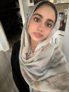 1条女士围巾，波西米亚风格，水彩、大理石纹、波纹、扎染印花头巾，适合日常佩戴 - 白色 - 查看 3