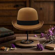 Men Women Felt Bowler Hat Classic Party Hats Lightweight Derby Fedora Hats Costume Accessories - Màu Khaki - Xem 4