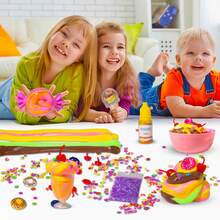 Kit de bricolaje "Slime" con 57 tipos diferentes, que incluye arcilla de color, barro de cristal, slime de mantequilla, en una caja de almacenamiento interactiva y organizada, adecuado para niños mayores de 5 años para cultivar la creatividad, la imaginación y la habilidad manual. Un gran regalo navideño con colores de accesorios aleatorios. Útiles escolares - Multicolor - Ver 10