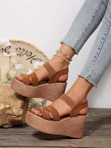 2025 Spring/Summer New Women Platform Wedge Sandals, Waterproof Woven Design High Heel Beach/Holiday Dress Sandal Slippers