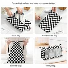 8 Set Travel Storage Bag Packing Cubes Portable Clothes Packing Cubes,Lightweight Waterproof Luggage Organizer For Clothes, Shoes, Makeup, Accessories - Black and White - View 4