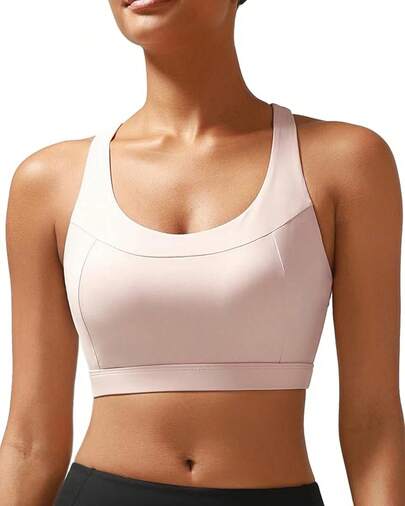Racerback Molded Cup Sports Bra With Sewn In Pads