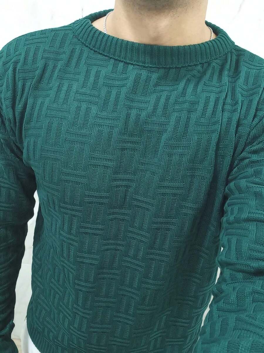 Men's Sweater Blouse Knit Long Sleeve Winter 3D - Verde - Ver 1