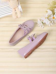 Bow Decor Casual Flat Shoes For Toddler/Little Girls, Suitable For Spring/Autumn - Purple - View 3