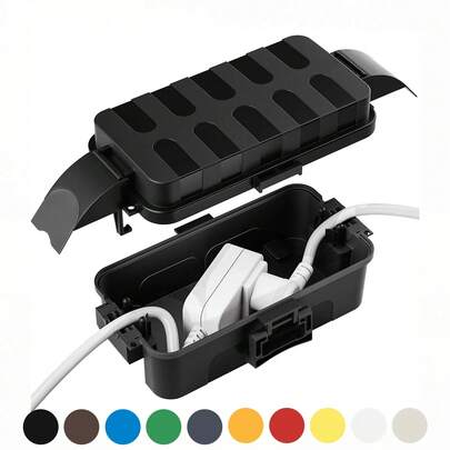 Outdoor Electrical Box Waterproof W/Detachable Shield Covers,  Extension Cord Cover For Plug, Outlet, Halloween, Christmas String Lights, Weatherproof Connection Box, Grey