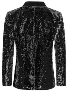 Men's Sequin Suit Jacket, Black And Silver Dual-Color Sequins, Suitable For Nightclub And Stage Performance