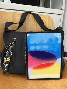 男士时尚百搭休闲大容量斜挎包 - 黑色 - 查看 4