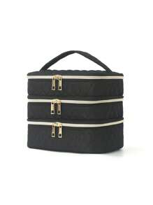 1 Piece Makeup Storage Tool Three-Layer Large Capacity Portable Cosmetic Bag Portable Toiletry Travel Bag Girl College Dormitory Makeup Storage Bag Bathroom Toiletry Bag Multifunctional Fashion Cosmetic Bag Holiday Essentials Gift For Mother
