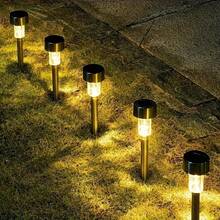 10-Piece Solar LED Lights, Outdoor Solar Stainless Steel Lights, 20mAh,IP44 Solar Landscape Decorative Lights, Suitable For Courtyards, Lawns, Pathways, Decks, Driveways, Gardens, Festival Parties, And Courtyard Walkway Decoration - Warm light - 查看 2