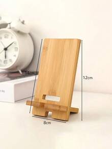 1pc Bamboo Phone Stand, Natural Material, Desktop Organizer & Charging Station Compatible With All Smartphones - Original Bamboo Color - View 4