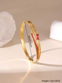GEREIT 1 pieza Brazalete de acero inoxidable de 18k con flores de 5 pétalos asimétricas y circonita colorida, adecuado para uso diario y fiestas