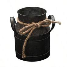 1 Pieza Jarra de leche de estilo europeo, balde retro de lata antigua, balde de flores, maceta, jarrón para decoración