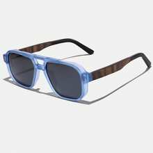 HBK 男士双梁设计眼镜复古木质 TR90 镜框 TAC 镜片弹簧铰链休闲经典商务眼镜男女日常配饰、商务、生日礼物眼镜