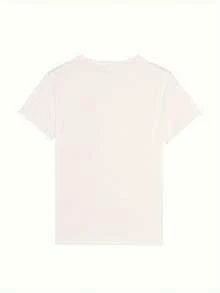 Women's Anime-Inspired Cute Cat & Text Print Oversized T-Shirt - White With Black Line Art, Short Sleeve Round Neck Casual Casual Attire, Kawaii Manga Style Loose Fit Top, Geometric Pattern Patch Print, SpringFall Layering Essential, Machine Washable - 白色 - 查看 2