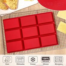 1pc Silicone Mini Loaf Pans, Silicone Baking Mold,Non-Stick Mini Bread Pans, 9 Cavities Silicone Bread Baking Mold, Perfect For Mini Loaf, Cake, Bread And Meatloaf, Cake,Brownie, - Rectangle Shaped Silicone Mold For Soap Making And Desserts - Red - View 3