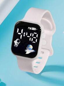 6/5 件可爱白色表带 LED 空间元素数字显示电子手表，搭配珍珠项链、手链、戒指、耳环和首饰套装，非常适合派对、打包和外出、为朋友和亲戚购买礼物，以及作为送给女孩的礼物 - 彩色 - 查看 6