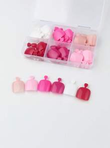 144 piezas de uñas postizas de colores para los dedos de los pies, puntas de uñas cuadradas cortas que cubren por completo, uñas acrílicas artificiales brillantes para decoración de mujeres, uñas postizas para los dedos de los pies en blanco, rosa y rojo, suministros para uñas