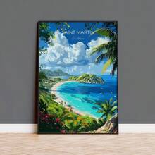 1 peça/3 peças Pôsteres de arte de parede Moldura opcional Viagem moderna Paisagem de viagem Pôsteres de cidade Ilhas da Costa Azul Dias ensolarados Belas paisagens Pintura em tela Arte de parede Adequado para decoração de quarto e casa