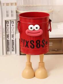 1pc Cartoon Design Metal Pen Holder - Large Capacity Desk Organizer Box, Lightweight, Painted, DIY Assembly, Tension Support, Portable, Suitable For All Occasions, Cute Animals,Back To School,School Supplies,Pencil Case,Pencil Pouch,School Bag