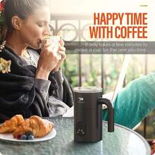 Puldoum Automatic Electric Milk Frother,4-In-1Instant Milk Frother Steamer,11.8oz/350ml Hot And Cold Foam Milk Frother,For Latte, Cappuccinos And More,Black - Xem 5