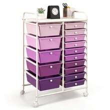 15-Drawer Rolling Storage Cart Mobile Cart With Colorful Drawers & Metal Frame - Purple - View 2