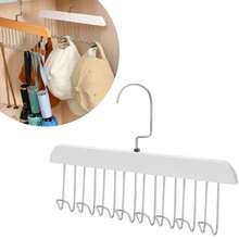 Multipurpose Hanger Kit With 8 Hooks For Clothes Ties Bras Necklaces Wood Compact - White - View 3
