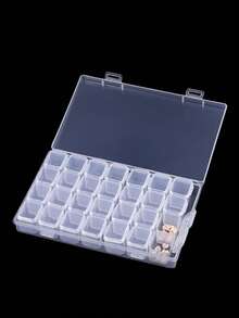 1pc Transparent Storage Box, 28 Grids DIY Diamond Painting Box, Jewelry Storage Box, Plastic False Nail Storage Box, Rhinestone Bead Storage Box, Manicure Supplies, Manicure Tools, Manicure Art Tools, Back To School, Manicure, Manicure Tools (Suitable For Press-On Nails) - Clear - View 6