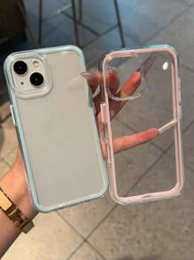 Apple Smart Fashion telefoonhoesje met een hoogwaardige uitstraling, een drie-in-één verdikt en hard materiaal, een kleurrijk effen frame, een gepersonaliseerd creatief roze, wit, zwart, blauw, groen, minimalistisch eenvoudig valbeschermingshoesje met volledige dekking en transparant gevoel, kleurrijk telefoonhoesje, compatibel met iPhone