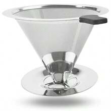 Filtro Coador De Café Inox 103 - Com Pegador em Silicone - Peneira Aço Reutilizável - Prata - Visão 9