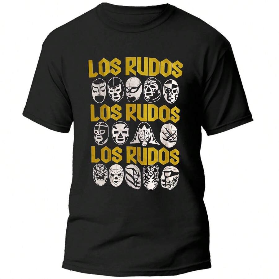 Playera Lucha Libre Mexicana - Los Rudos - Ídolos Del Ring - Negro - Ver 1