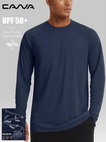 Cavva 男士夏季UPF 50+防晒长袖衬衫春季速干轻便透气柔软户外徒步跑步钓鱼上衣