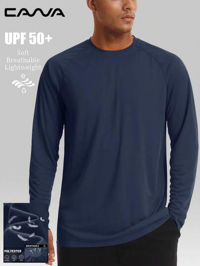 Cavva 男士夏季UPF 50+防晒长袖衬衫春季速干轻便透气柔软户外徒步跑步钓鱼上衣