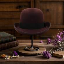 Men Women Felt Bowler Hat Classic Party Hats Lightweight Derby Fedora Hats Costume Accessories - 咖啡色 - 查看 4