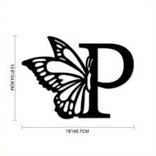 Butterfly Monogram Metal Sign, Metal Wall Art, Letter Wall Decor, Wedding Backdrop, DIY Gift, Home Decor-Metal Signs Print On Demand-- Friendly, Made From  Materials-Metal Signs For Home-Storefront Decor - Black - View 8