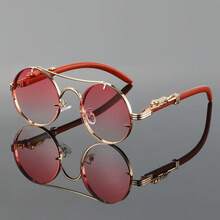 1 Pair Retro Leopard Head Decorative Fashion Glasses, Classic Unisex Metal Round Frame Eyeglasses - Multicolor - View 13