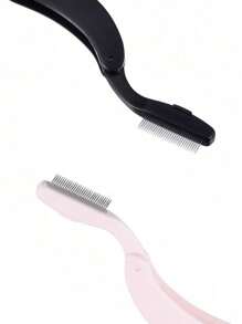 4/2/1pc New Stainless Steel Eyelash/Eyebrow Comb With Curved Plastic Handle, Portable Eyelash Mascara Brush, Makeup Brush, Anti-Crossed Fly Leg Beauty Tool