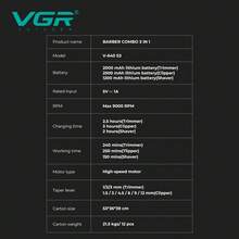 VGR Hair Trimmer Professional 9000 RPM Trimmer Set Adjustable Reciprocating Shaver Electric Trimmer Men Clipper Digital Display Clippers Set Charging Model Barber Hair Clipper V-640 S3