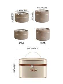 保温饭盒&保温袋-1个不锈钢保温碗和3个不锈钢保温碗+1个保温袋多种规格可选，密封保温饭盒，适合学校、办公室、户外露营和家庭使用，棕色，可微波炉加热