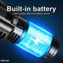 Lanterna Branca de LED Multi com Alta Luminosidade, Lanterna LED de Alto Desempenho, Holofote Recarregável Zoom Multifuncional com Exibição Digital, com Luz Lateral de Alta Intensidade para Trabalho, Adequada para Patrulha, Passeio com Cachorro, Escalada de Montanha, Acessórios para Camping