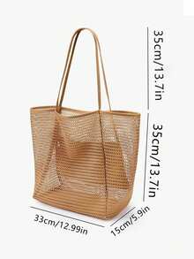 Foldable Beach Bag, Mesh Tote Bag, Women's Shoulder Bag, Outdoor Travel Essential Leisure Bag - Multicolor - View 3