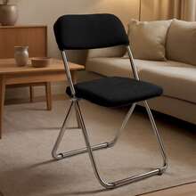 Folding Dining Chair Seat And Back Cover Set Solid Color Jacquard Stretch Chair Slipcover Home Decoration - Black - View 3