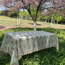 1 件蕾丝刺绣桌布，现代乡村奢华涤纶矩形桌布，家庭厨房咖啡厅野餐婚礼节日装饰