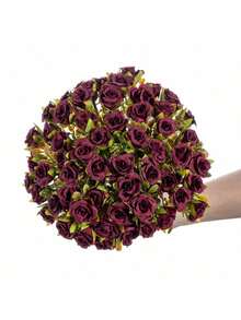 1/3PCS Artificial Flowers-Silk Rose, Fake Plants, Home, Dining Room, Living Room, Outdoor Garden Decoration,Mother's Day Gifts, Birthday Gifts, Graduation Season Gifts, The Art Of Inserting Flowers, Photography Props, Autumn, Spring, Vase, Flower Wall, Flower Wreath, Bridal Bouquet, Wedding Decoration, DIY Flower Wreath Materials, Birthday Party Decoration Materials, Home Decoration Accessories, Valentine's Day. - Burgundy - View 6