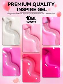 YOKEFELLOW 6色亮粉色凝胶指甲油，10毫升春夏彩色凝胶指甲油，光泽持久，可使用LED UV灯轻松卸除，打造沙龙级美甲效果，适合美甲沙龙、美甲店、DIY居家使用，女士适用，2025母亲节新品礼物 - 彩色 - 查看 6