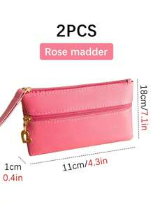 1pc PU Material Multifunctional Simple Large Capacity Ladies Handheld Coin Purse Double Pull Ladies Clutch Bag Is Suitable For Ladies To Use When Going Out, Perfectly Matching With Prom Accessories